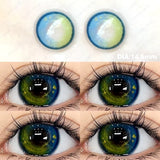 Prescription Contact Lenses Myopia Lenses with Diopters Green Pupils Color Contact Lenses for Eyes Blue Lens 1 Pair/2pcs