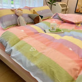 Korean Style Tie-Dye Bedding Set Flat Bed Sheet Pillowcase Twin Full Queen Size Bed Linen Women Girls Pink Duvet Cover Set