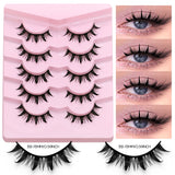Manga Lashes 5 pairs Eyelashes Fluffy Soft Cross Natural Look False Lashes Wispy Natural Makeup Eyelash Extension