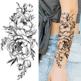 10 Sheets Flower Temporary Tattoos For Women Arm Legs Fake Tattoos Decal Realistic Black Rose Peony Snake Sexy Tatoos Body Art