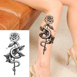 Realistic Fake Peony Temporary Tattoos For Women Girl Black Rose Elephant Flower Tattoo Sticker Tiger Anemone Tatoos Half Sleeve