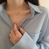 Two Round Shaped Necklaces Female Exquisite Geometric Women Chain Choker Neck Necklace Birthday Gift For Ladies Fashion Jewelry