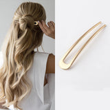 Simple Imitation Pearl Hair Sticks Elegant U-Shape Metal Hairpins For Women Girls Fashion Bun Styling Tools Hair Accessories