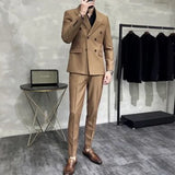 Full Suit for Men Trends Costumes Blazer High Quality 2 Piece Outfit Set Man Slim Fit Elegant Ceremony Pants Gentleman