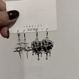 Y2K Goth Liquid Heart Star Pendant Earrings Women Zircon Love Dangle Earring Gothic Irregular Tassel Earrings