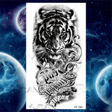 Large Lion Temporary Tattoos For Women Men Tiger Wolf Vampire Forest Flower Crown Compass Fake Tattoo Sticker Arm Body Tatoos