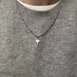 Double Layered Love Heart Pendant Necklace for Women Silver Color Simple Neck Chain Choker Fashion Jewelry Birthday Gifts