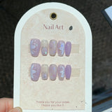 10Pcs Handmade Matte Fake Nails With Tulip Flowers Design Press on Nails Full Cover Acrylic Manicuree Wearable False Nail Tips