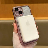 Luxury Magsafe Wireless Charging Case For iPhone 16 11 12 13 14 15 Pro Max Plus  Glitter Magnetic Ring Bracket Transparent Cover