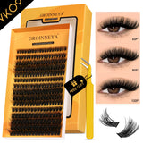 Fluffy Lash Clusters Kit Thick 60-100D Volume Eyelash Clusters Wispy Individual Lashes Cluster Eyelash Extensions DIY