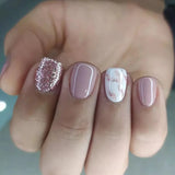 24Pcs Short Solid Color Wine Red Fake Nail Tips with Glue Glitter Square/round Head False Nails Wearable Ballet Press on Nails