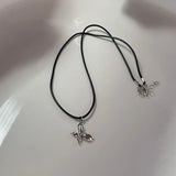 Stainless Steel Retro Necklace Heart Shape Pendant Collarbone Lolita Jewelry Accessories Punk Choker Clavicle Chain Jewelry Gift