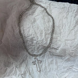 Stainless Steel Layer Cuban Chain Cross Pendant Necklace Men Silver Color Punk Hip Hop Male Necklace Jewelry 2023 Trend
