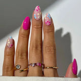 24pcs Summer Goldfish Fake Nails 3D Bubble Press on Nails Multicolored Starfish Almond False Nails Detachable Finished Nail Tips