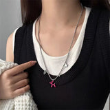 Titanium Steel Balloon Dog Five Pointed Star Round Beaded Necklace