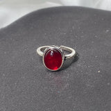 Irregular Gemstone Ring Aesthetic Girl Hollow Red Stone Ring Women's Liquid Hollow Ring Vintage Jewelry Accessories