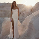 Newest Listing Satin Mermaid Wedding Dresses Romantic Tight Fit Bridal Gowns Mopping Length Princess Popular Vestidos De Novias