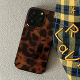 Black Brown Leopard Shockproof Phone Case for IPhone 11 12 13 14 15 16 Pro Max XR XS X 7 8 Plus SE2 16e Vortex Pattern  Cover