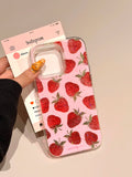 Fashion Pear Strawberry Apple Glitter Phones Case for IPhone 13 14 15 16 Pro Max 14pro 15pro 13pro Shockproof Cute Bling Cover