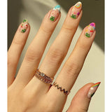 24Pcs Mid-length French Fake Nail with Silver Edge Design Round Head Almond False Nail Wearable Simple Finished Press on Nails