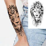 Realistic Fake Peony Temporary Tattoos For Women Girl Black Rose Elephant Flower Tattoo Sticker Tiger Anemone Tatoos Half Sleeve