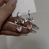 Sweet Cool Harajuku Love Heart Dangle Earrings For Women Hot Girls Gifts Y2k Punk Bowknot Earings Korean Accs Korean Accessories