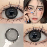 2Pcs Yearly  Color Colored Contact Soft Circular Lenses Beauty Pupil Gray Brown Eyes Black Makeup Blue Lens