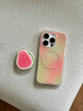 Korean Cute Guava Magnetic Grip Tok Griptok Phone Stand Holder Phone Case for IPhone 16 15 Pro 14 13 Pro Max Magsafe Tok Cover