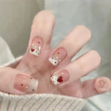 24Pcs Wearable Coffin Fake Nail Tips with Butterfly Camellia Designs Red Long Ballerina False Nails Press on Nails Art Manicure