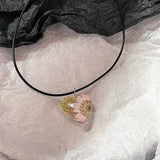 Fahion Glass Charm Real Dried Flower Pendant Necklace Transparent Butterfly Flower Pendant Necklace For Women Jewelry