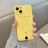 Liquid Silicone Slide Wallet Card Holder Slot Case For iPhone 13 11 12 14 15 16 Pro Max XS XR 14 Plus Lens Protector Cover Coque