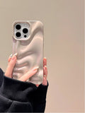 Stylish 3D Bump Wave Shiny Pink Back Cover For iPhone 11 12 13 14 15 Pro max Case