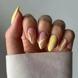 24pcs Summer Goldfish Fake Nails 3D Bubble Press on Nails Multicolored Starfish Almond False Nails Detachable Finished Nail Tips