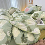 Student Dormitory Three-piece Ins Oil Painting Wind Tulip Quilt Set, Double Yarn, 1.8 Washed Cotton Bed Girl