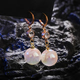 New Trend Simulation Pearl Long Earrings Women's Flower Rhinestone Wedding Pendant Earrings Fashion Korean Jewelry Earrings