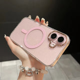 Luxury Glitter Magsafe Wireless Charge Case for iPhone 16 15 14 13 12 11 Pro Max Plus Magnetic Plating Clear Hard Back Cover