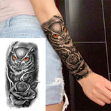 Black Forest Tattoo Sticker For Men Women Children Tiger Wolf Death Skull Temporary Tattoo Fake Henna Skeleton King Animal Tatoo