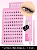 DIY Lash Kit 10-18mm Manga Lashes Mixed Tray Lash Clusters Individual Eyelashes Kit with Lash Bond DIY Lashes
