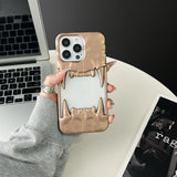 Cool 3D Canine Tooth Hollow Dissipate Heat Phone Case For iPhone 16 15 14 13 12 11 Pro Max White Shockproof Soft Silicone Cover