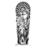 Full-arm Tattoo Stickers With The Crown Of The Virgin Of Jesus And Lion Waterproof Tattoo Stickers