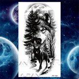 Large Lion Temporary Tattoos For Women Men Tiger Wolf Vampire Forest Flower Crown Compass Fake Tattoo Sticker Arm Body Tatoos