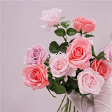 5Pcs High-end Moisturizing Latex Artificial Flowers Rose Real Touch Roses Bridal Bouquet Wedding Decor Home Party Table Floral