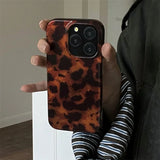 Black Brown Leopard Shockproof Phone Case for IPhone 11 12 13 14 15 16 Pro Max XR XS X 7 8 Plus SE2 16e Vortex Pattern  Cover