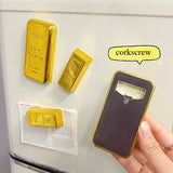 Gold Bar Refrigerator Magnet Personality Creative Creation Interesting New Beer Bottle Opener Opener Refrigerator Magnet