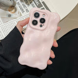 Glossy Light Pink 3D Bubble Texture Shockproof Case For iPhone 16 15 13 12 11 Pro Max 14 Plus Soft TPU Phone Back Cover