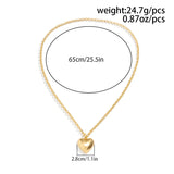 Vintage Big Peach Heart Pendant Adjustable Necklace Women's 2023 Simple Long Style Tassel Gold Metal Girl Fashion Jewelry