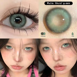 (2pcs)1Pair Myopia Color Contact Lenses for Eyes Fashion Prescription Lenses Beauty Pupils Blue Green Brown Grey Lenses