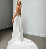 Halter Satin Wedding Dress Backless Mermaid Sleeveless For Women Customize To Measures Stunning Robe De Mariee Bridal Gowns