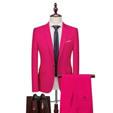 Spring Autumn Fashion New Men's Business Casual Solid Color Suits / Male One Two Button Blazers Jacker Coat Trousers Pants