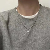 Titanium Steel Balloon Dog Five Pointed Star Round Beaded Necklace